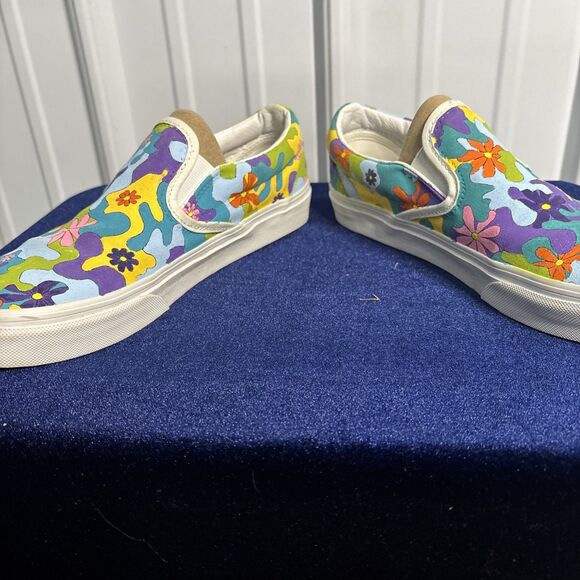 Vans Custom Painted Psychedelic Flower Slip Ons Size 7M/8.5W EUC - Picture 7 of 9